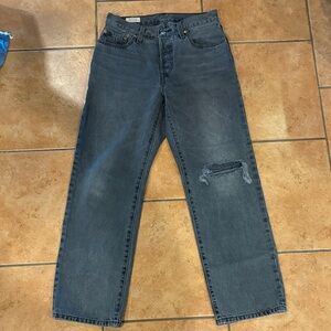 Levi's Women's Straight Leg Distressed Gray Jeans